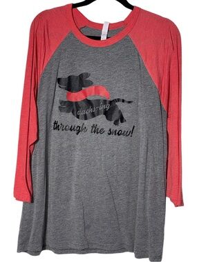 Bella Canvas ‘Dachs-ing Through the Snow’ 3/4 length tee Sz 2XL